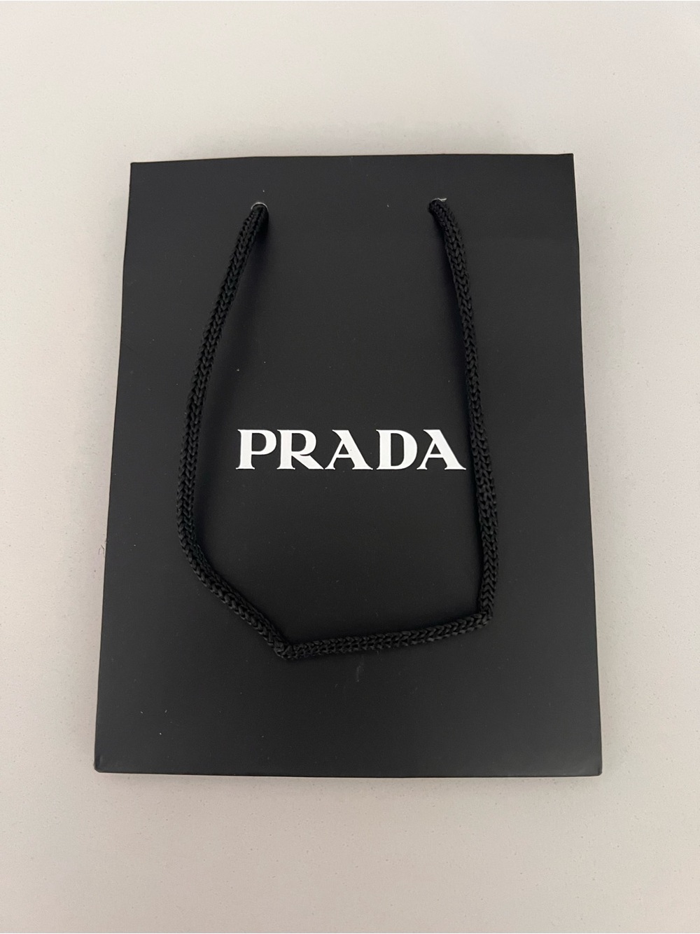 Prada Black Paper Shopping Bag with White Logo